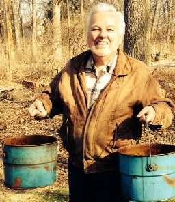 David Mains with buckets for list